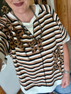 Leopard Stars Brown/Black Striped Top