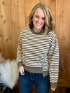 Olive Striped Sweatshirt Top