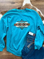 Teal Aztec Sweatshirt