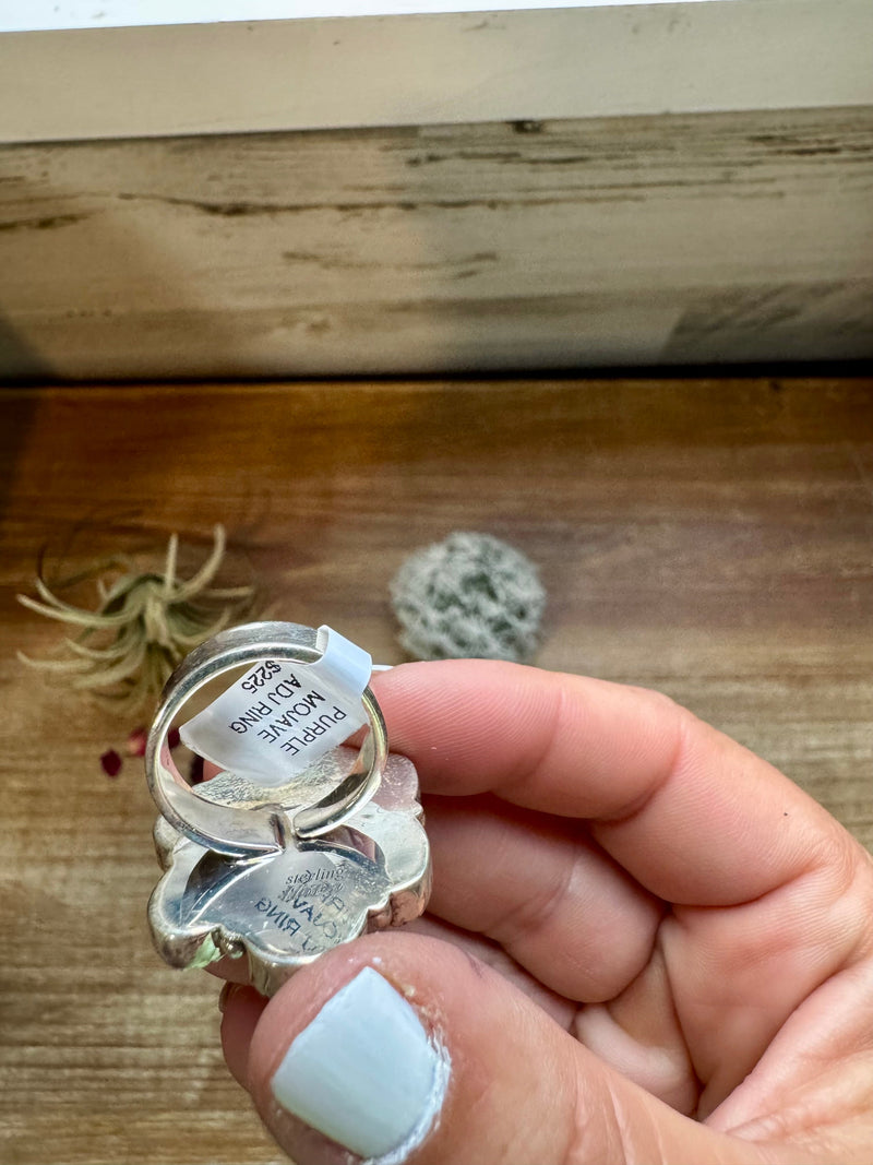 Cluster rings - Purple Mojave - adjustable - ring and sterling silver