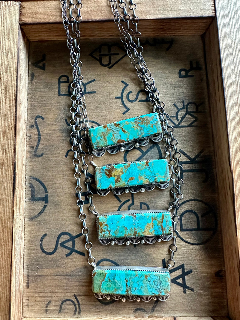 Kingman Turquoise Large Bar Necklace