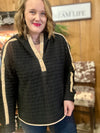 Black/Taupe Quilted Hoodie