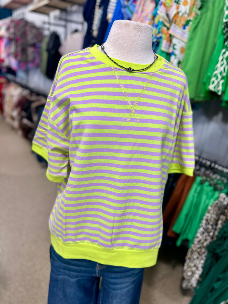 Lime/Lavender Striped Top