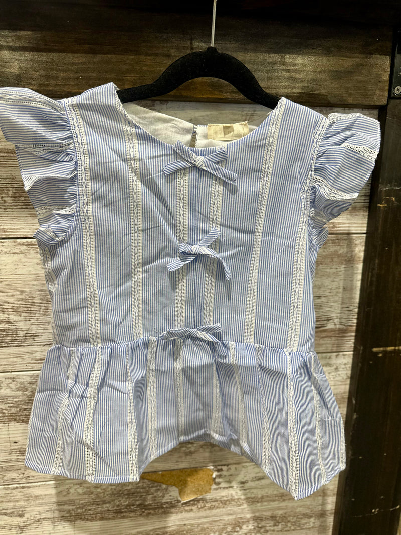 Girls Blue Bow Top