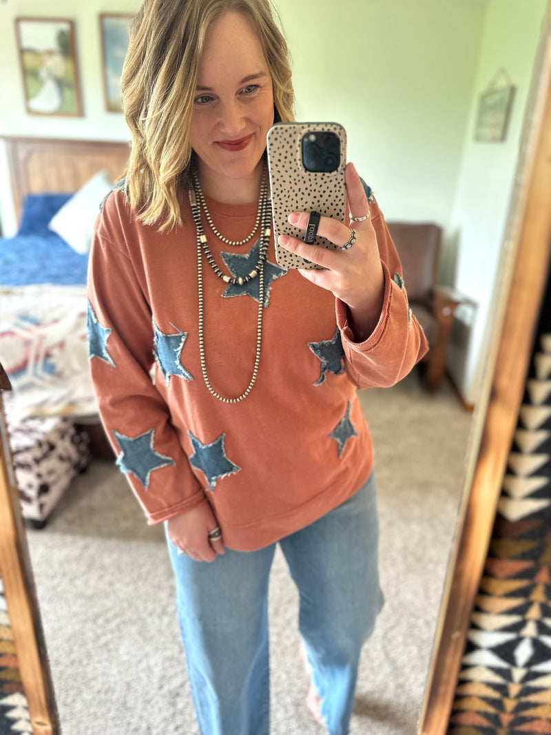 Rusty Denim Star Top