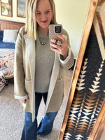 Light Olive / Grey Stitched Cardigan