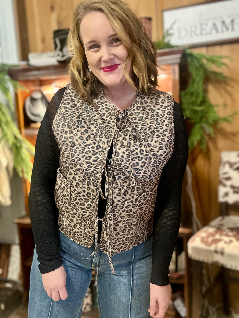 Leopard Print Bow Tie Vest