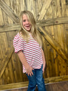 Girls Red Stripe Top