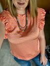 Orange/Pink Print Flutter Sleeve Top