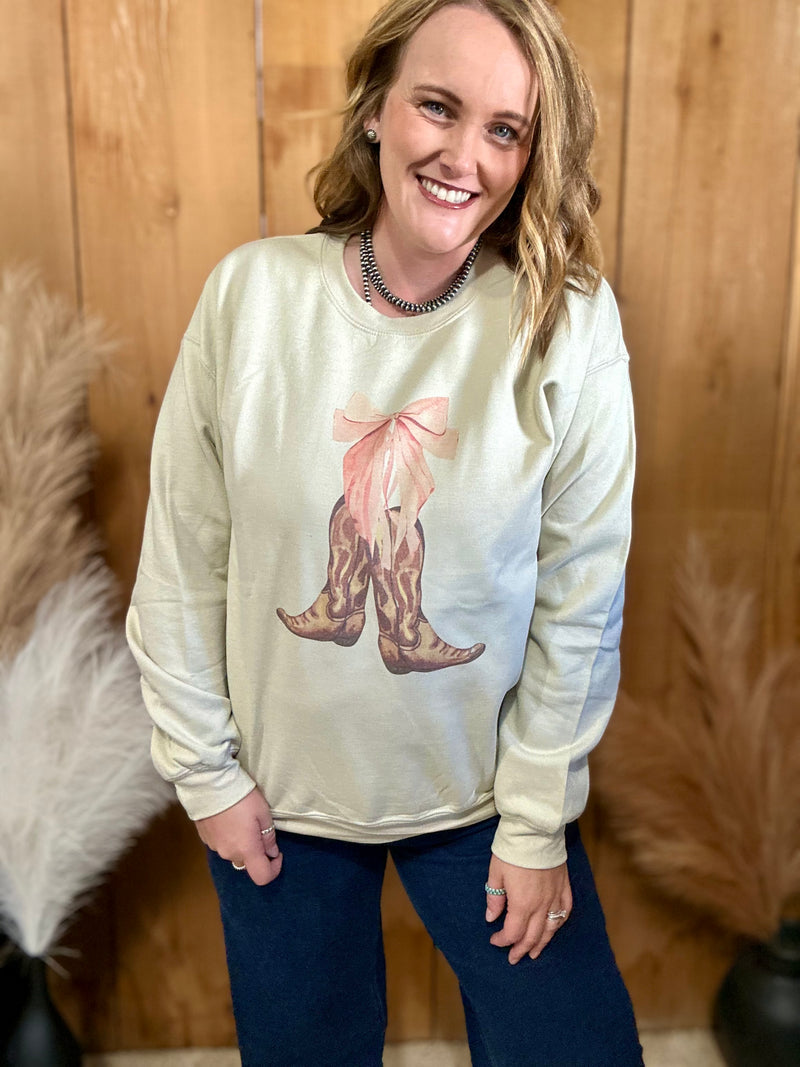 Boots & Bow Crewneck Sweatshirt