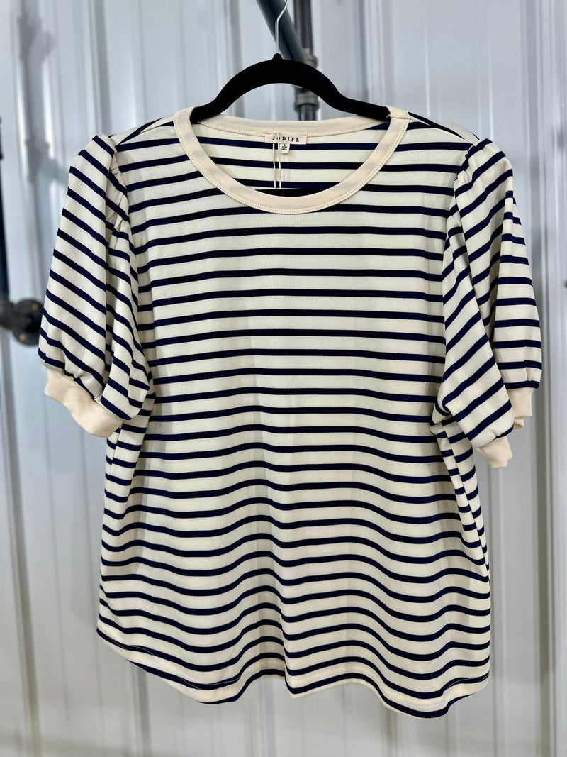 Navy Striped Top