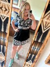 Black Suede Embroidered Dress