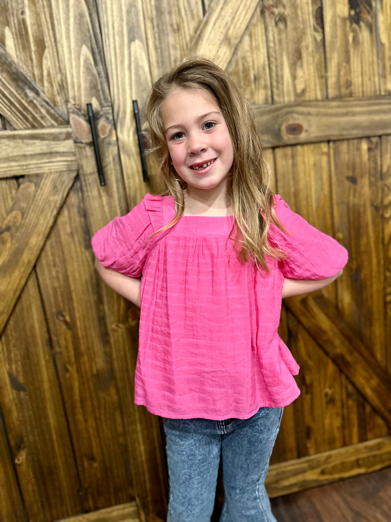 Girls Pink Square Neck Top