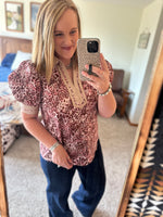 Burgundy Animal Print Top