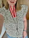 Leopard Print Red Accent Top