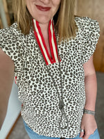 Leopard Print Red Accent Top