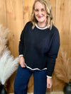 Black Scalloped Hem Sweater