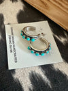 Turquoise Stone Sterling Hoops