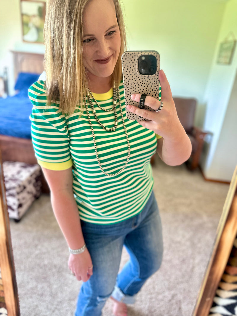Striped Top - Green/Yellow
