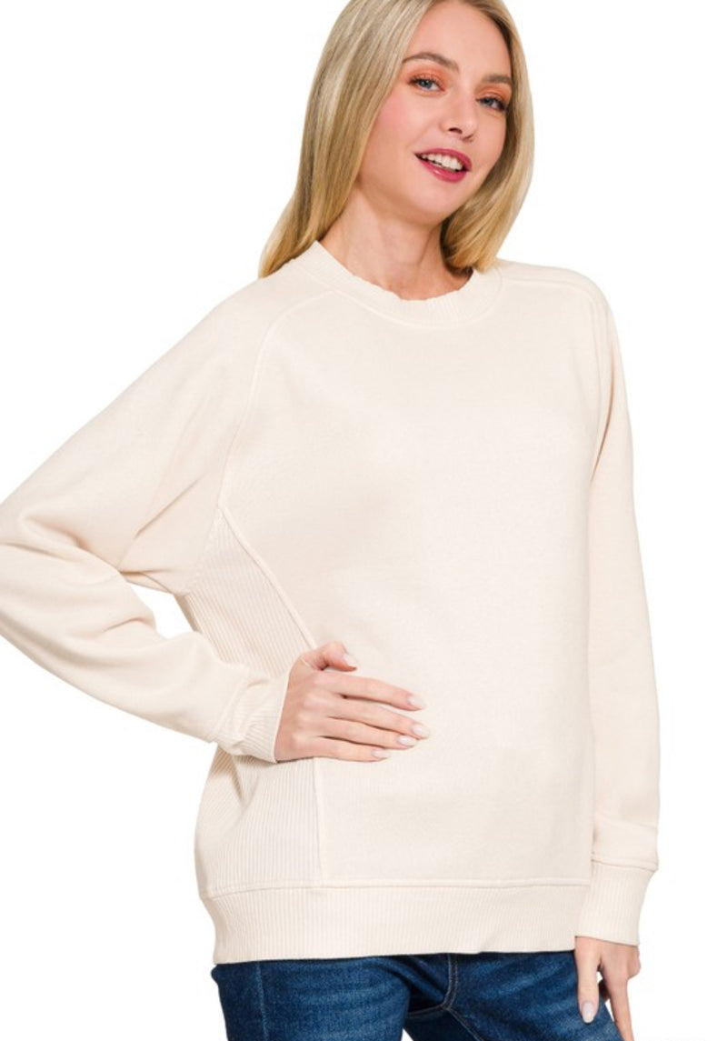 Ribbed Side Raglan Sweatshirts