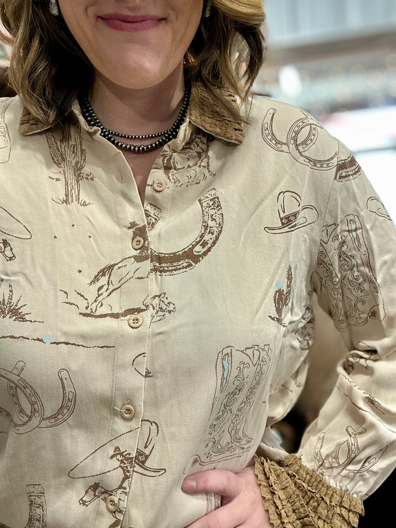 Out West Crochet Bell Sleeve Top