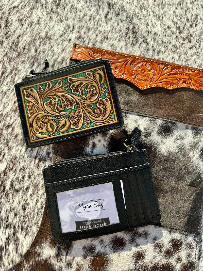 Turquoise / Gold Leather Card Holder