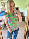 Kelly Green Paisley Top