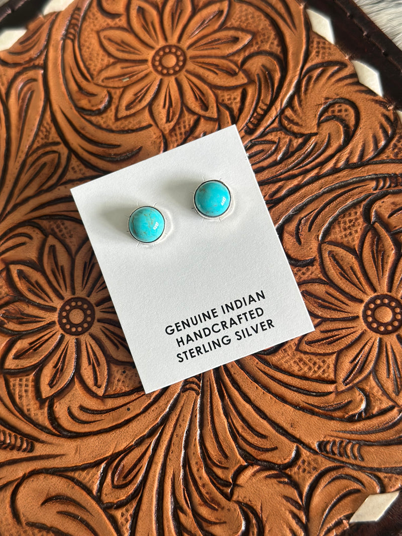 Circle Turquoise Stud Earrings