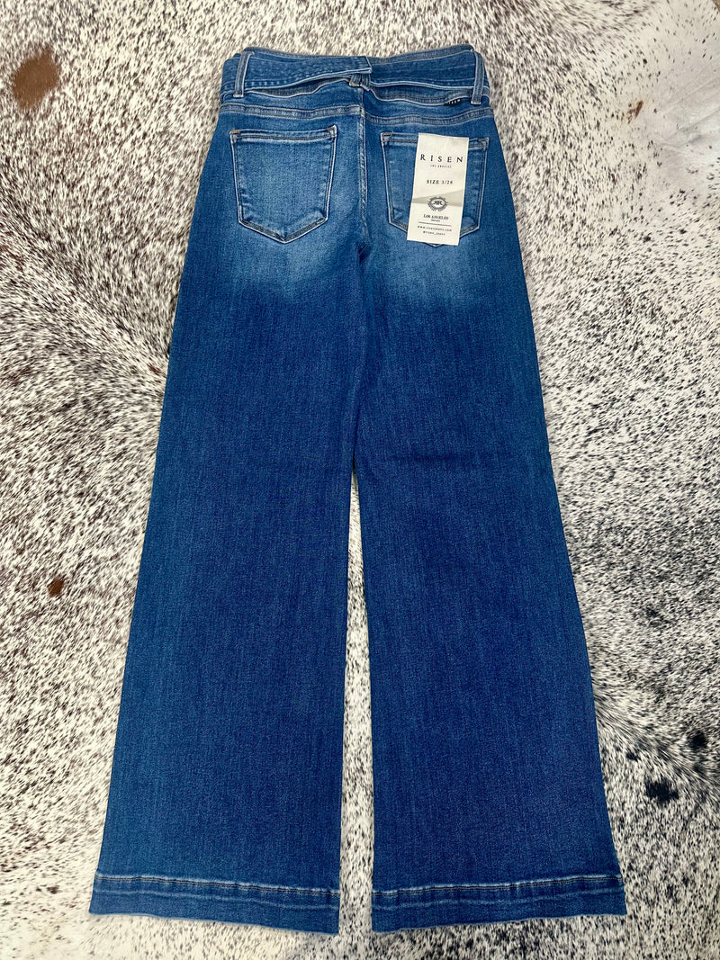 Risen Wide Leg Jeans with Removable Belt