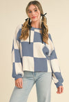 Oversized Checker Sweater - Blue