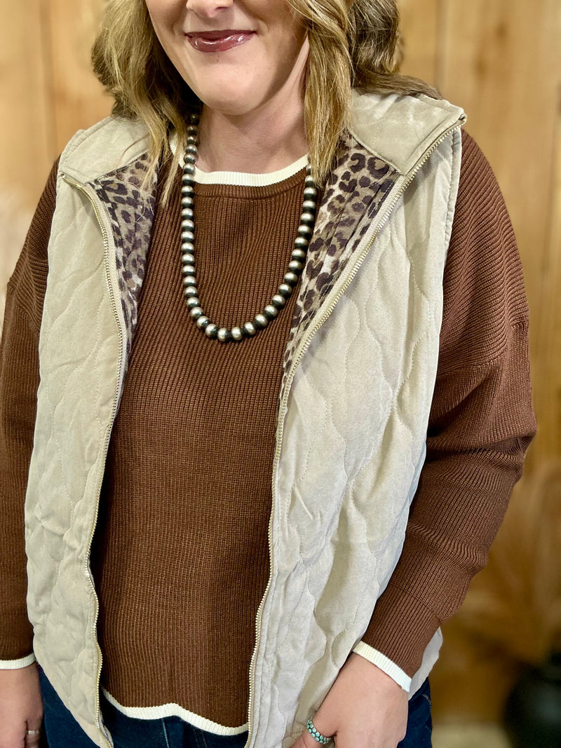 Taupe Quilted Vest