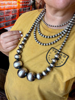 36 inch Massive sterling silver pearls graduated