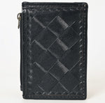 Tooled Leather Card Holder - Black