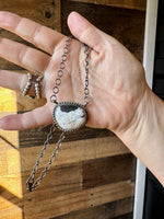 Round Bar Necklace - White Buffalo & Sterling Silver