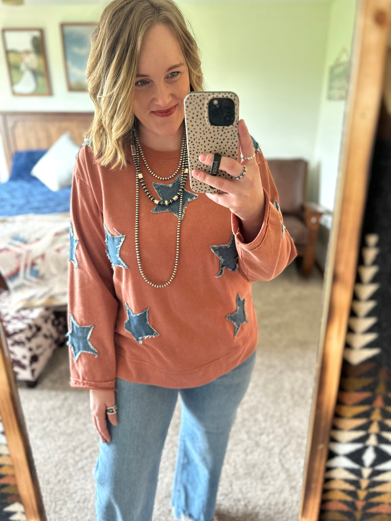 Rusty Denim Star Top