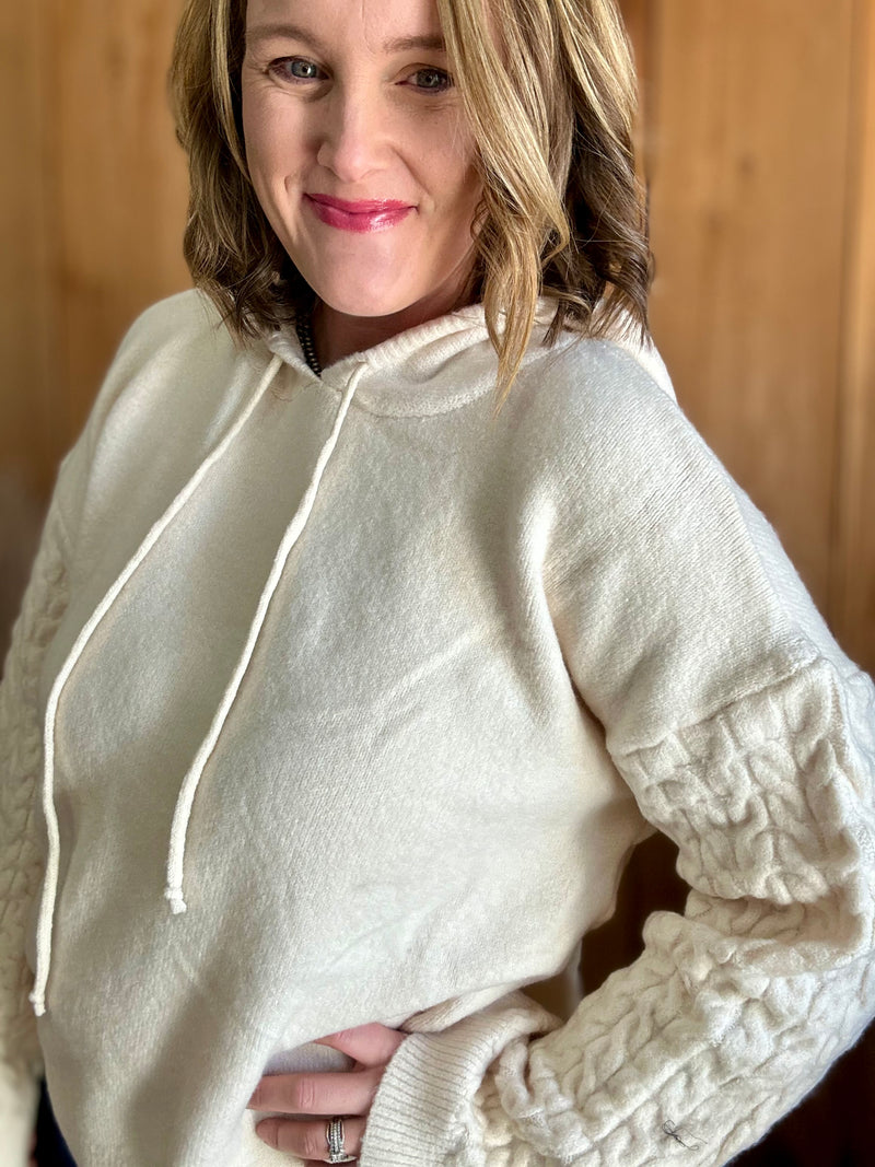 Cream Knit Hoodie