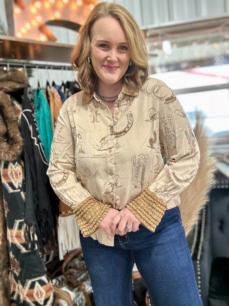 Out West Crochet Bell Sleeve Top