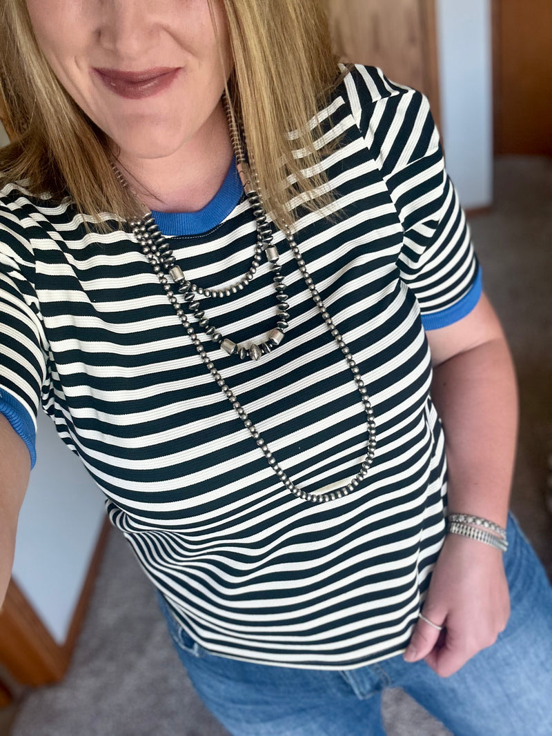 Striped Top - Black/Blue