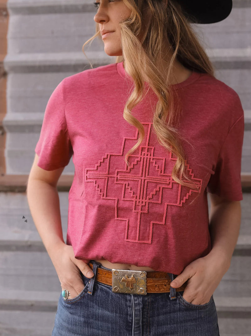 Aztec Embroidered Top - Pink