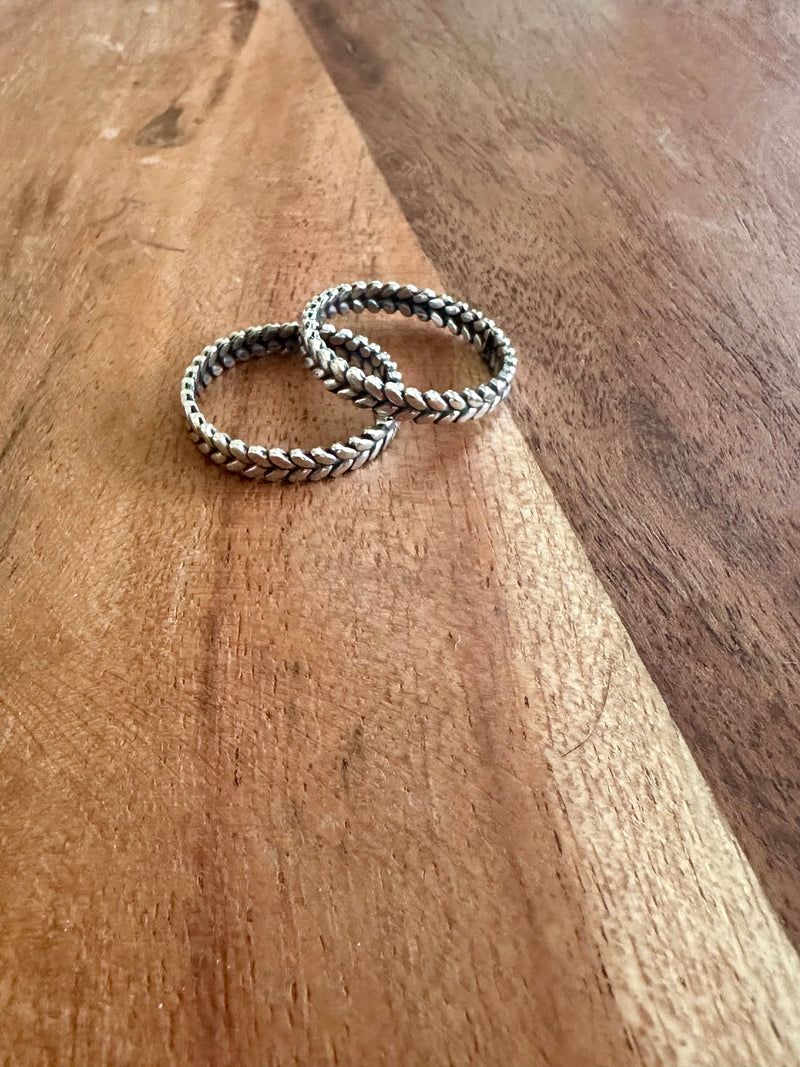 Braided V Sterling Stacker Ring