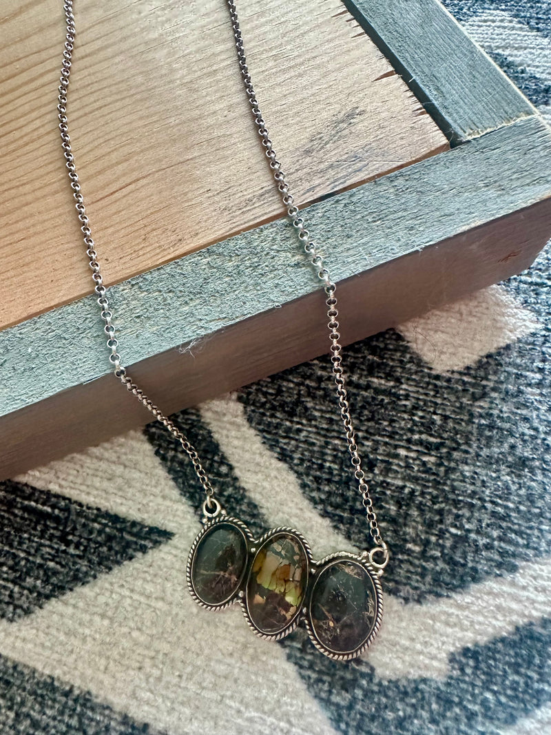 Blackjack 3 Stone Necklace