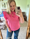Hot Pink Poplin Bow Tie Top