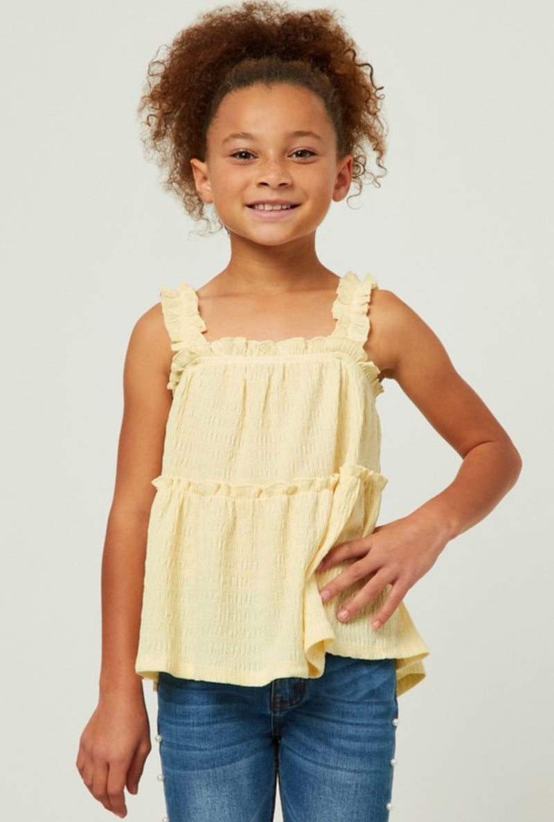 Girls Yellow Tier Tank Top