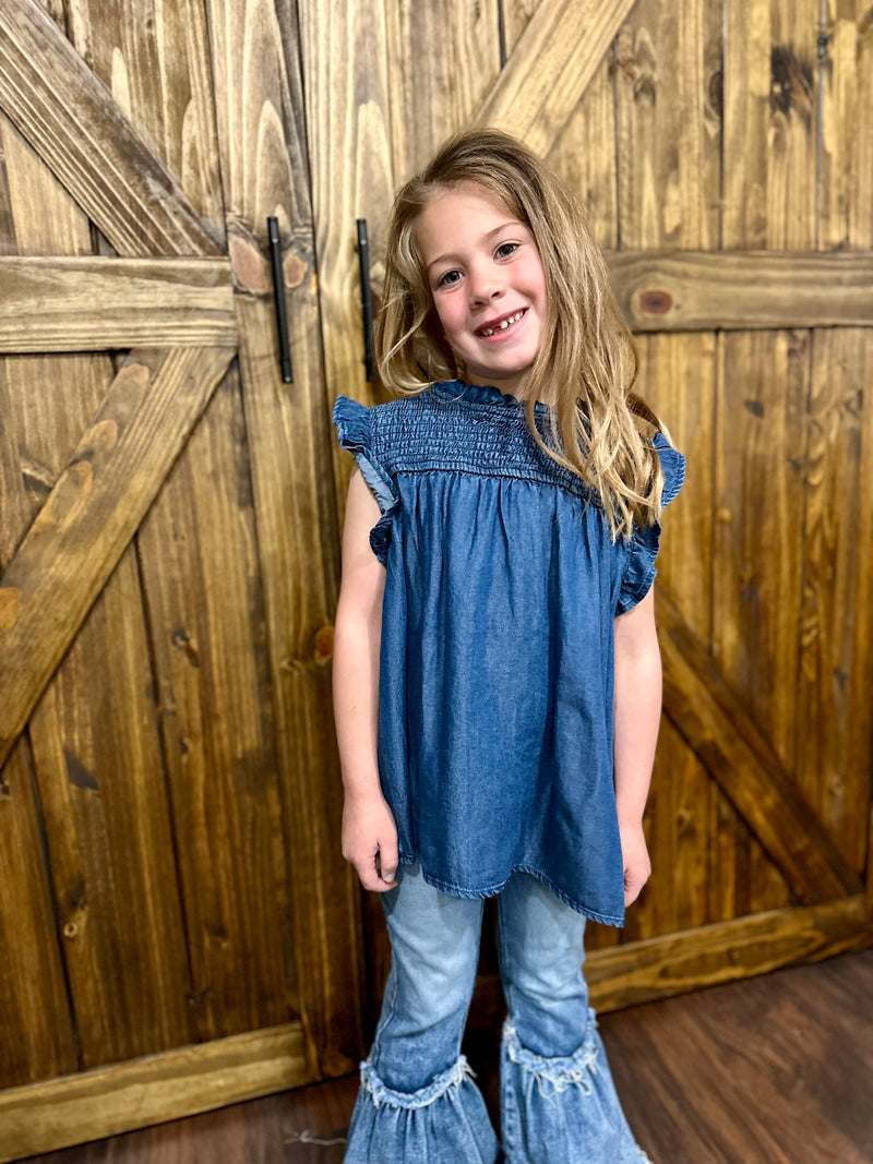 Girls Dark Denim Top