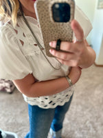 Scalloped Yoke Top - Off White