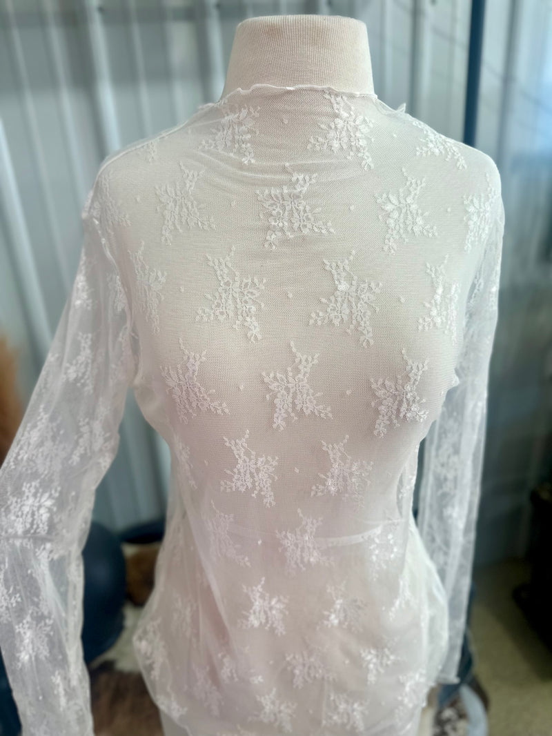White Lace Mesh Top