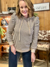 Oatmeal Puff Sleeve Striped Hoodie