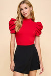 Puff Sleeve Bodysuit - Red