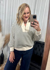 Black Striped Half Zip Sweatshirt