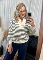 Black Striped Half Zip Sweatshirt